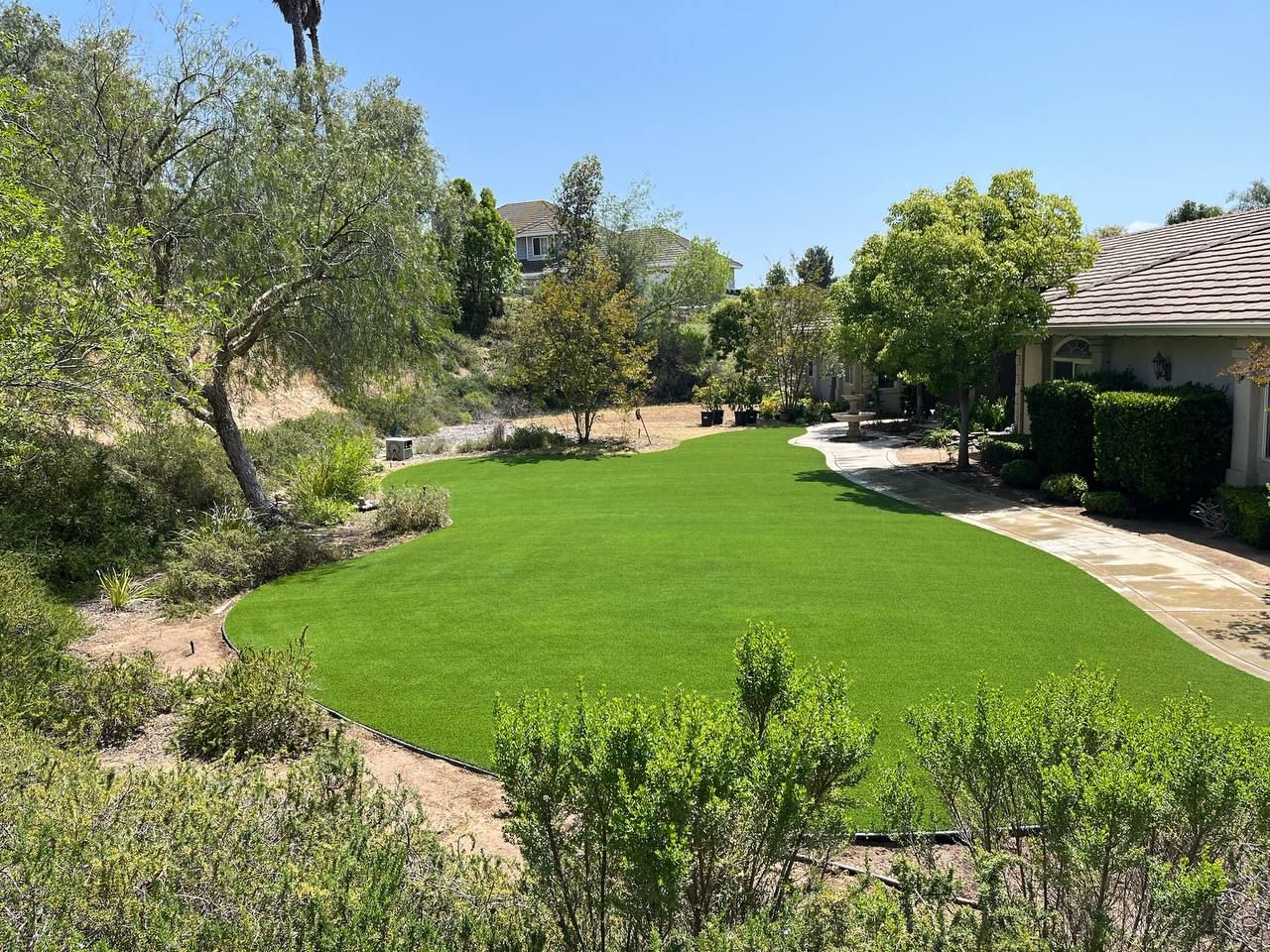 Patio artificial turf.